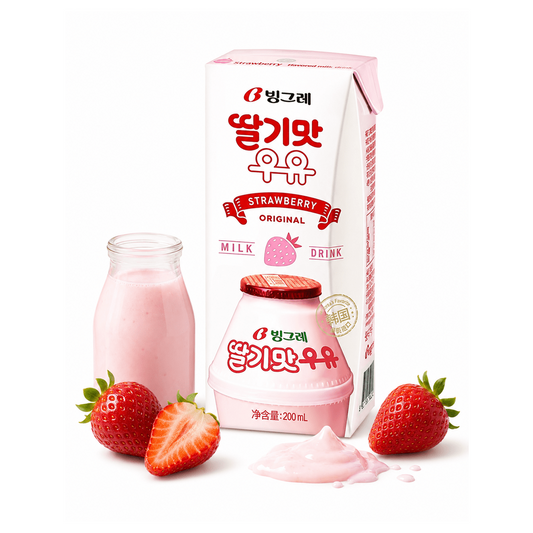 Bebida Coreana Fresa Binggrae | Leche Fresa