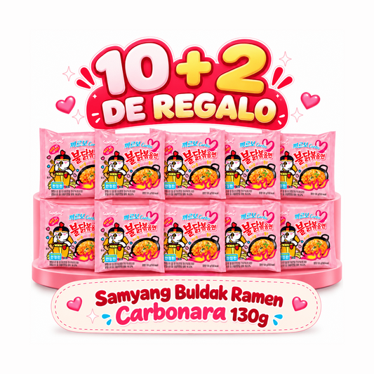 Pack ramen Buldak Carbonara 10+2 | 12 bolsas de 130 g