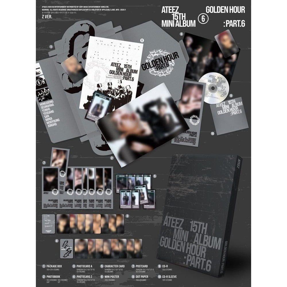 ATEEZ GOLDEN HOUR Part.6 con photocards y character card