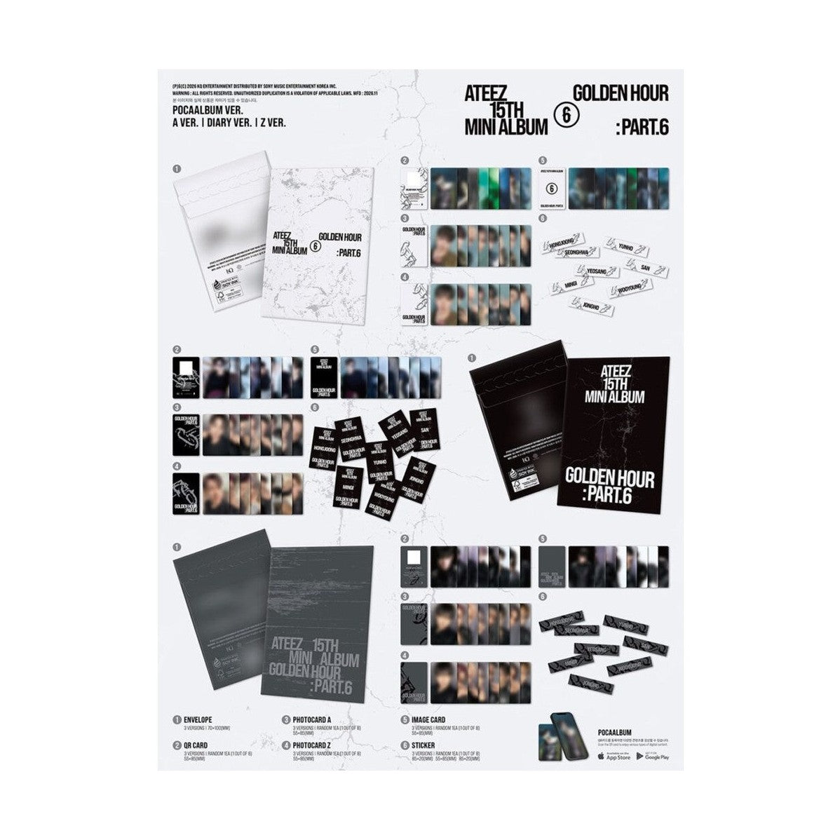 Pack completo POCAALBUM ATEEZ GOLDEN HOUR Part.6 KQSHOP