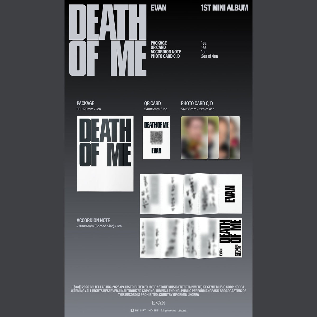 Photocards C D EVAN Death of Me random