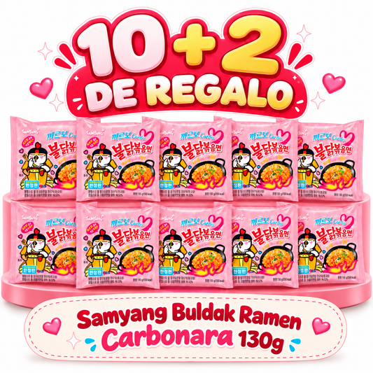 Pack ramen Buldak Carbonara 10+2 | 12 bolsas de 130 g
