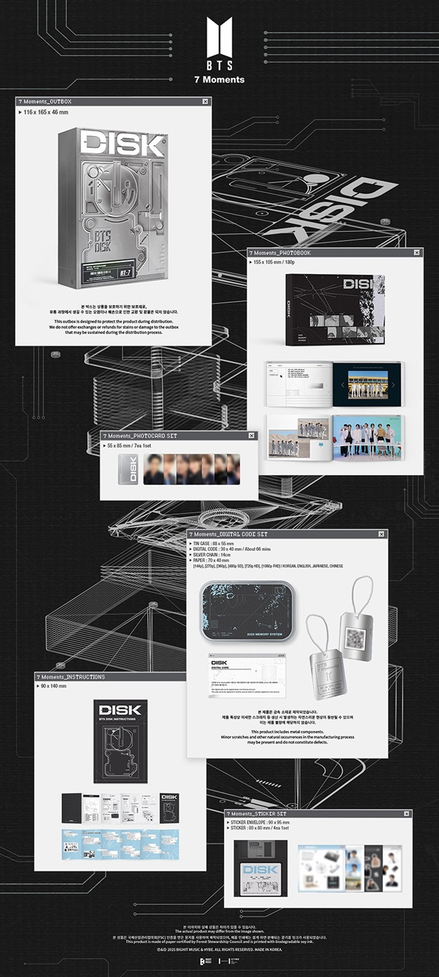 Tin case BTS 7 Moments digital code lenticular grupal
