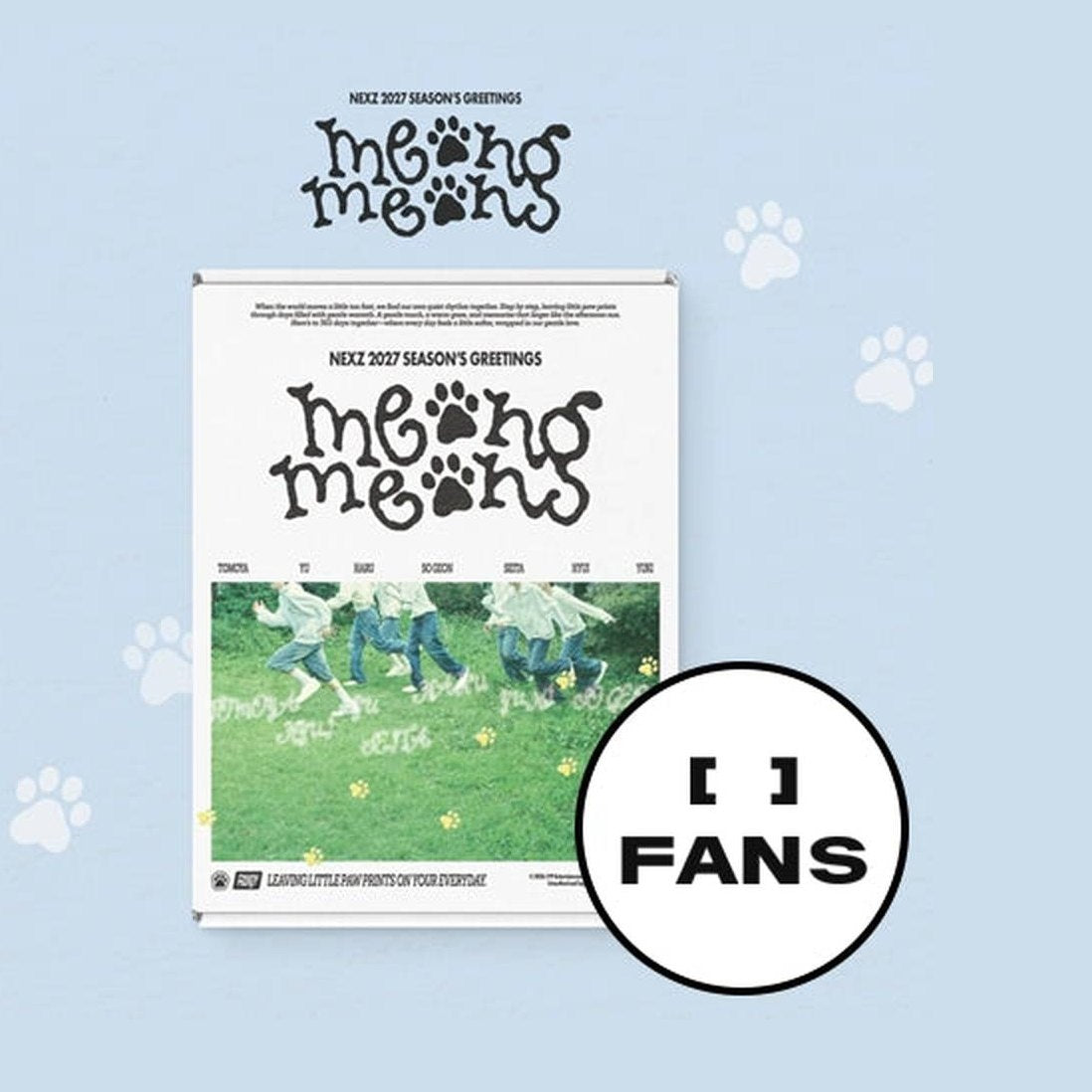 Portada del Season’s Greetings 2027 de NEXZ meong meong con POB Fans Shop