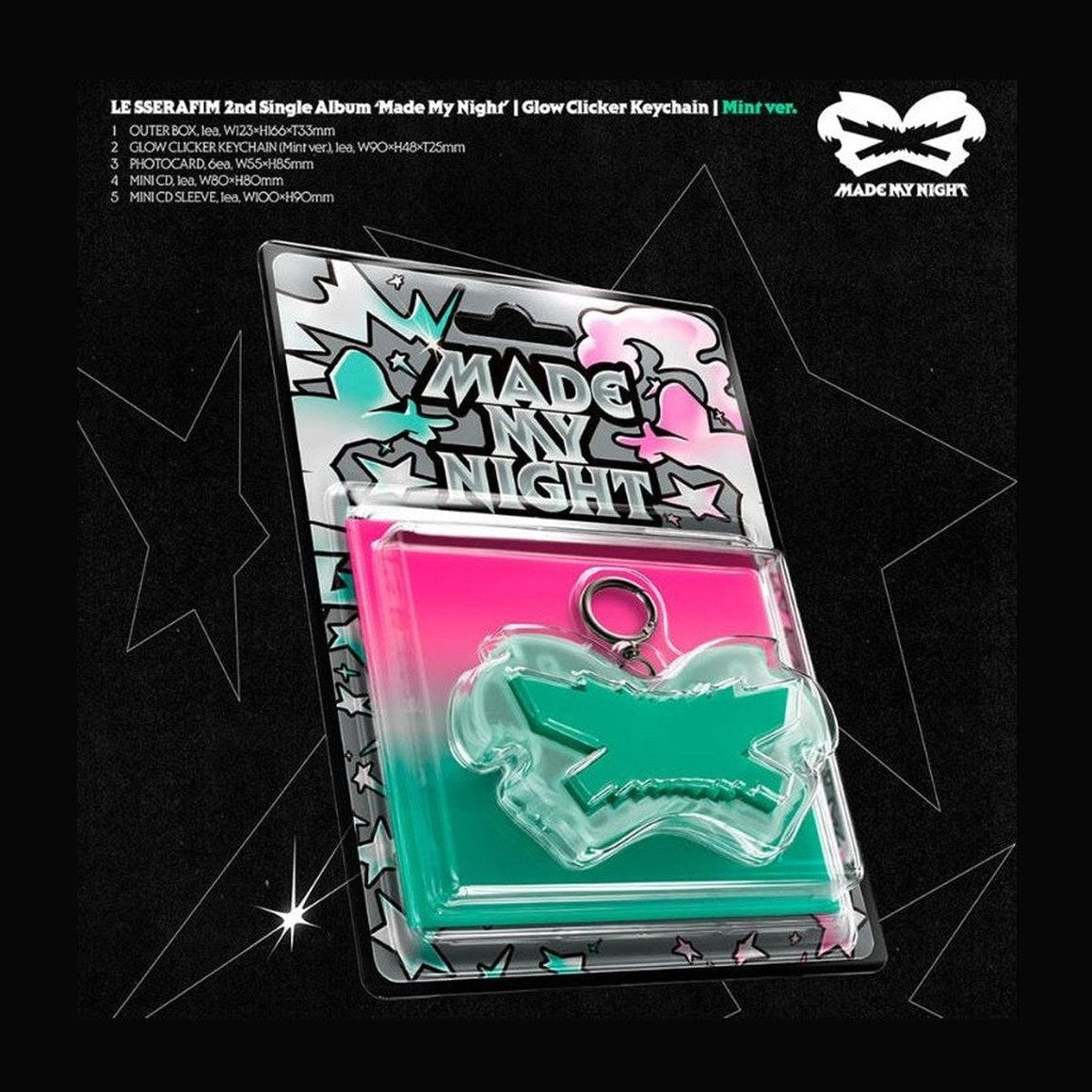 Álbum merch Glow Clicker Mint mini CD LE SSERAFIM