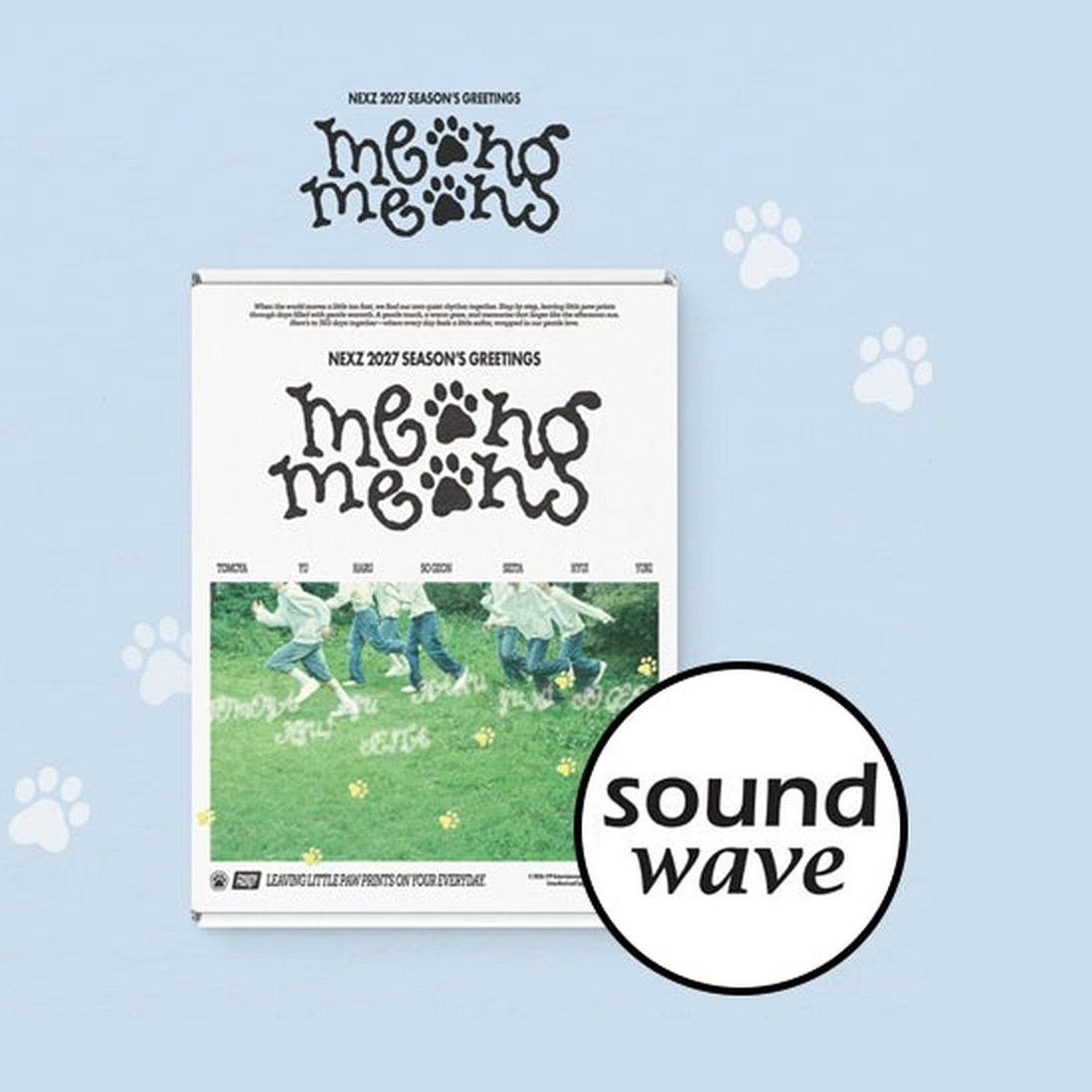 Portada del Season’s Greetings 2027 de NEXZ meong meong con POB Soundwave